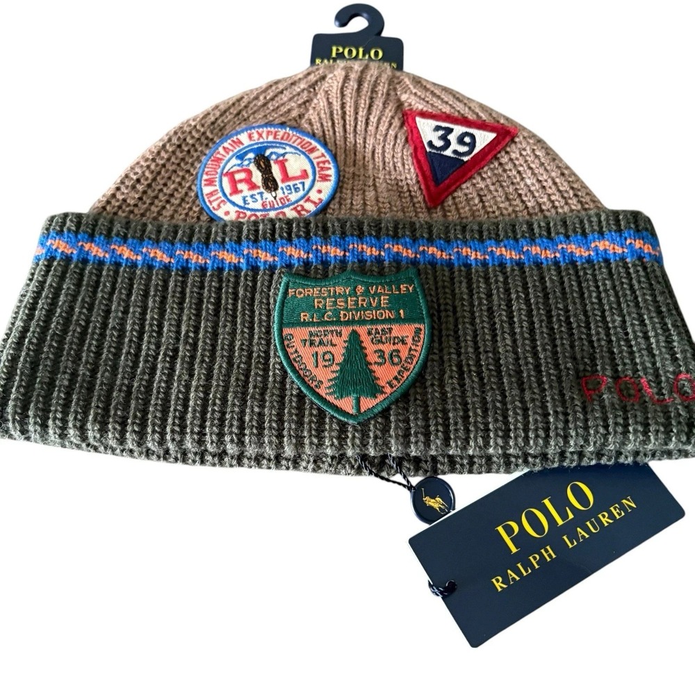 Polo Ralph Lauren Men's Expedition 3 Patch‎ Knit Beanie Cap OS NEW